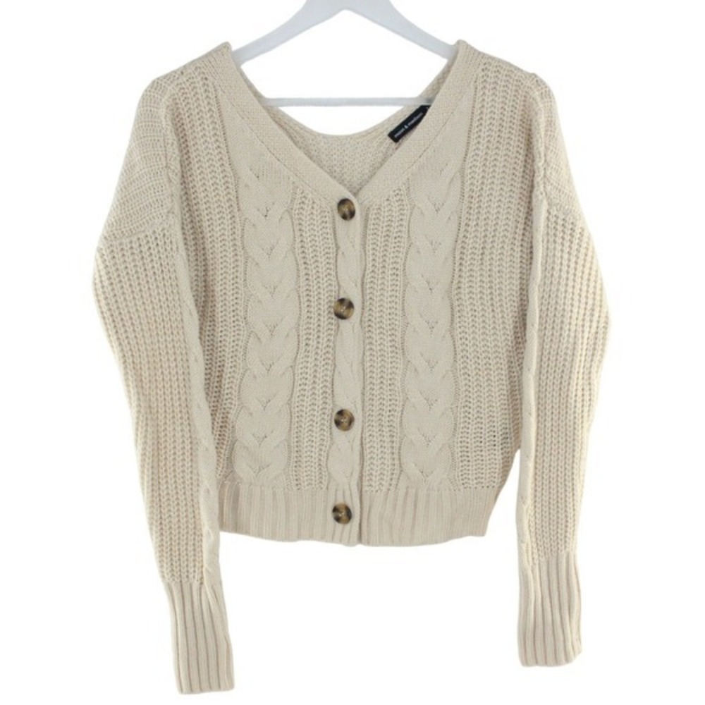 Moon & Madison Cable Knit Cardigan Button Front Size‎ Large Cream